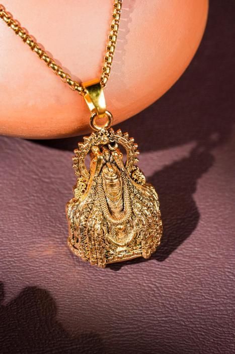 Mahadev Shivling Gold Plated Pendant with Chain