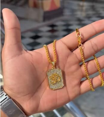 Gold Plated Om Diamond Pendant with Chain