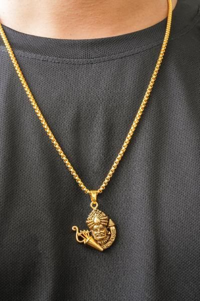 Khatu Shyamji Gold Plated Pendant with Chain – Stainless Steel Spiritual Jewelry