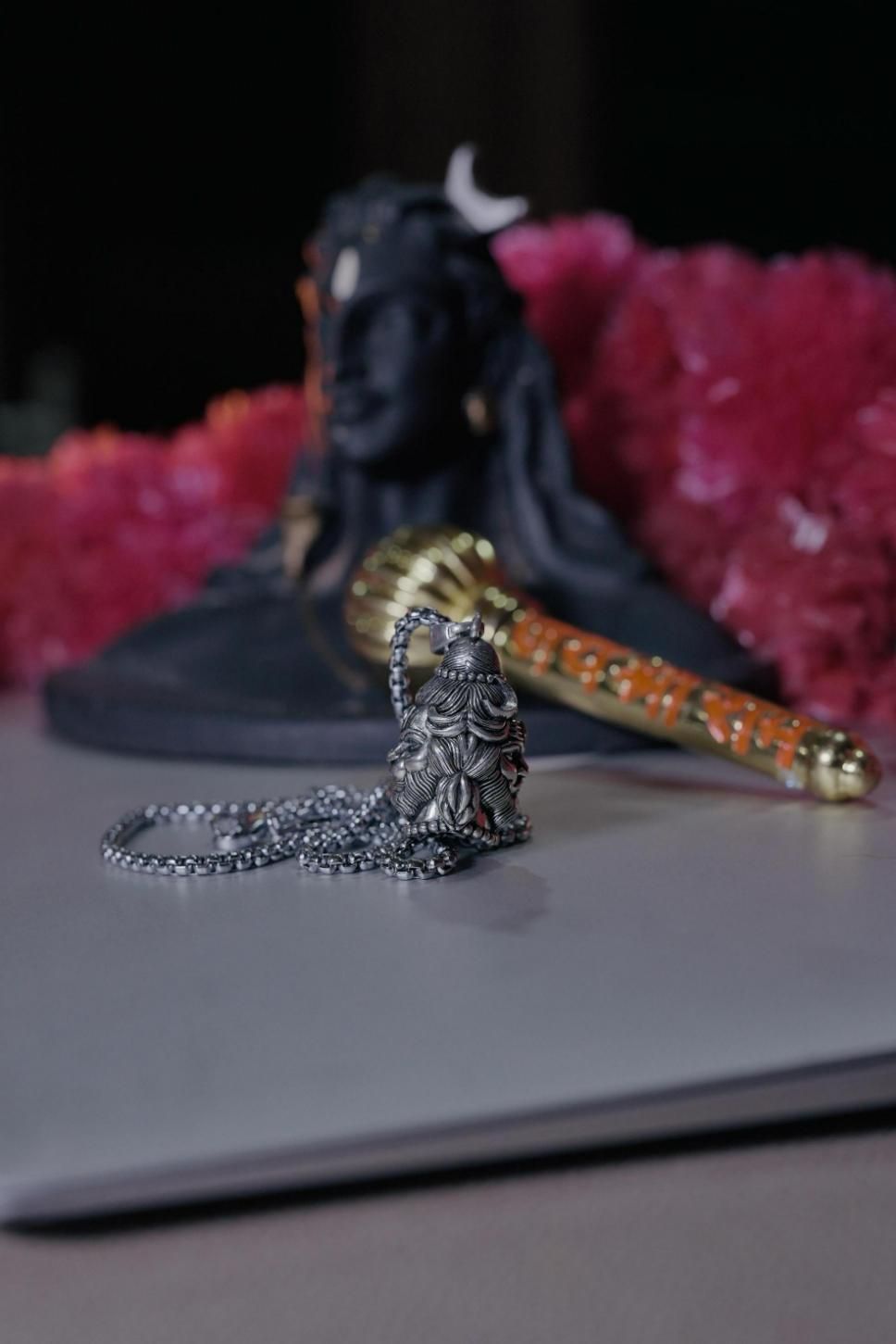 2 Face Hanuman & Shankar Silver Plated Pendant with Chain