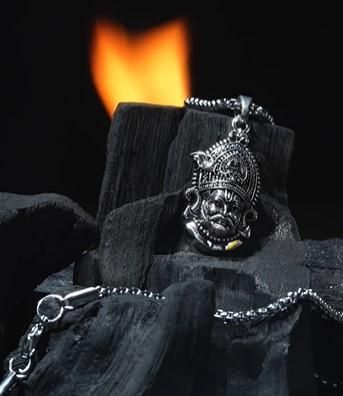 Khatu Shyam Maharaj Pendant with Chain (Silver Finish)