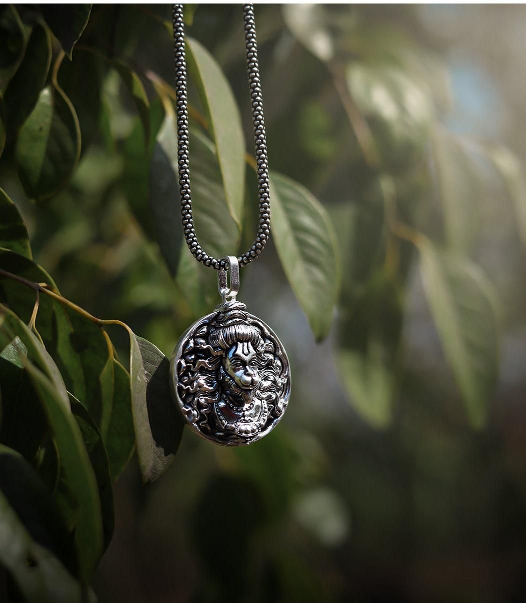 Silver Hanuman Pendant with chain