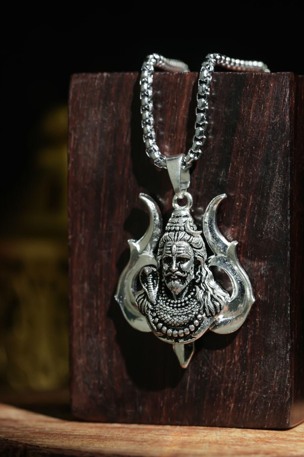 Shiv Trishul Pendant With Chain - Main Image