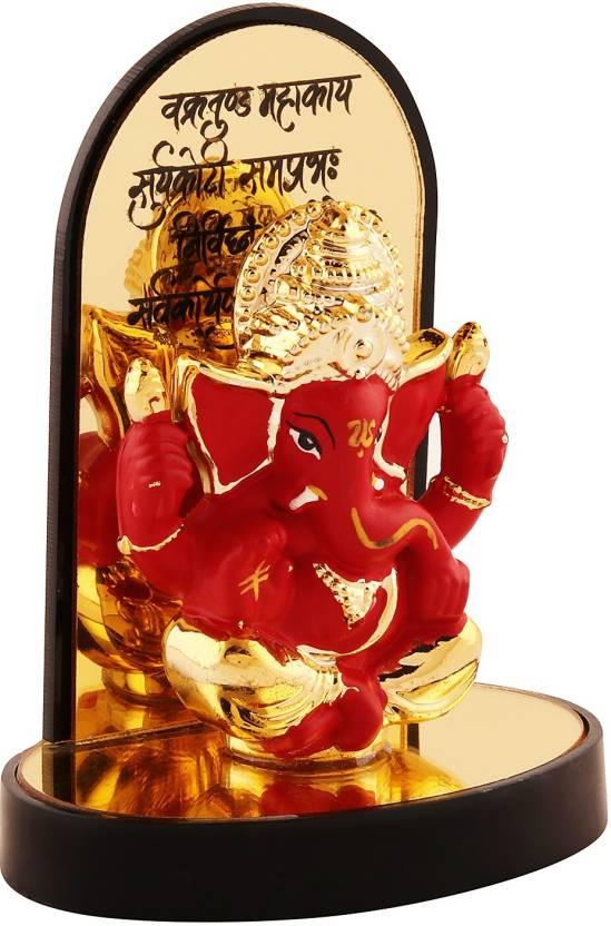 Gold Plate Ganesh Ji Murti for Home/ Mandir/ Office