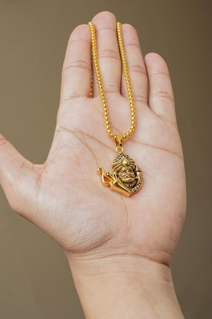 Khatu Shyamji Gold Plated Pendant with Chain – Stainless Steel Spiritual Jewelry