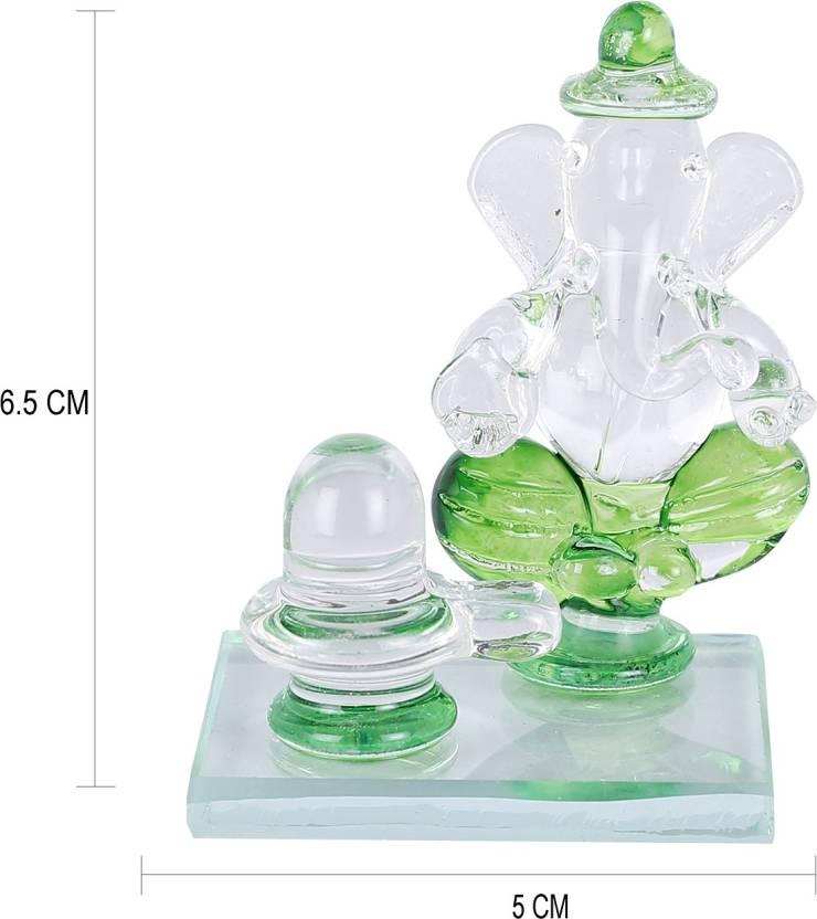 Crystal Ganesh Idol with Shivling Design