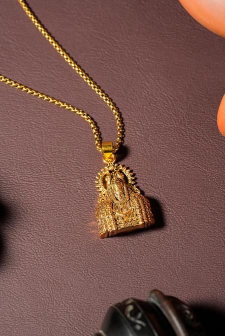 Mahadev Shivling Gold Plated Pendant with Chain