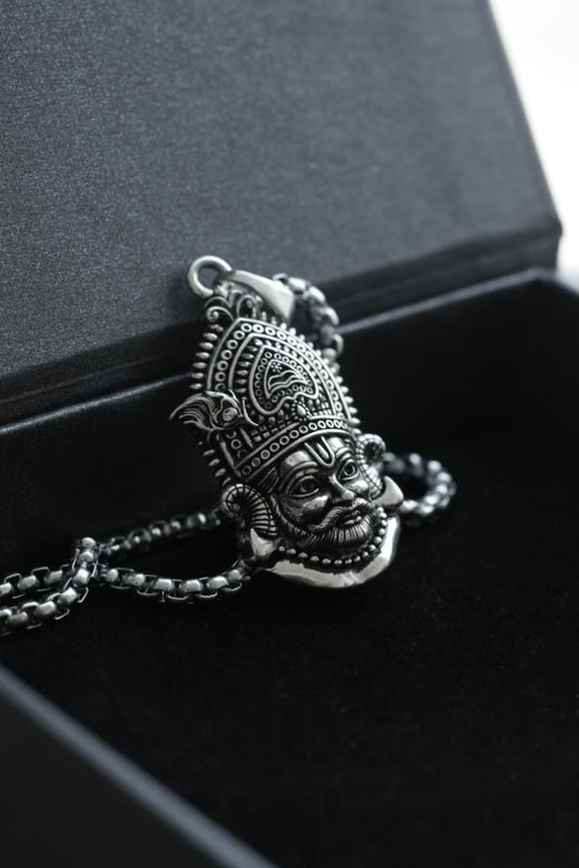Khatu Shyam Maharaj Pendant with Chain (Silver Finish)