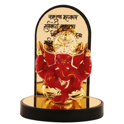 Gold Plate Ganesh Ji Murti for Home/ Mandir/ Office