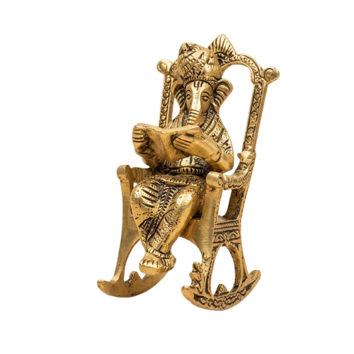 Golden Shree Ganesha Murti for Home/ Mandir/ Office