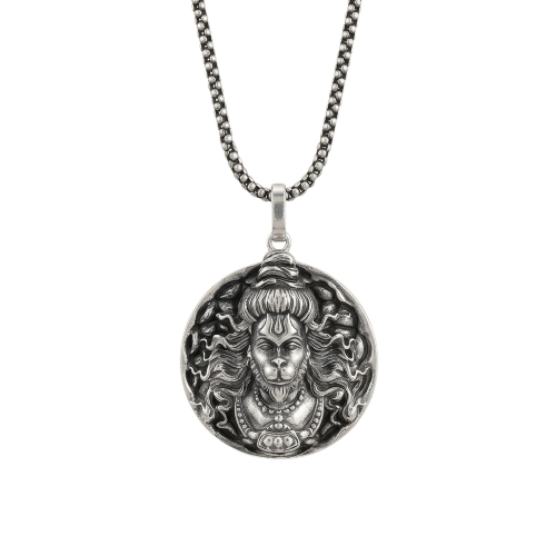 Silver Hanuman Pendant with chain