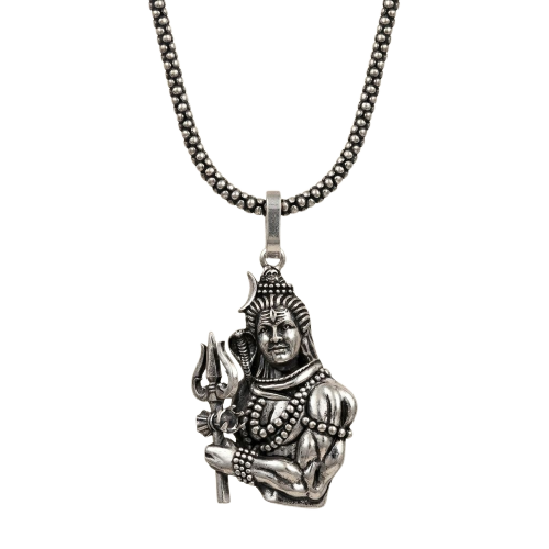 Silver Mahakal Locket With Chain