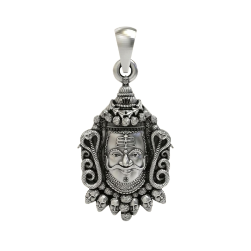 Silver Mahakal Pendant WIth Chain