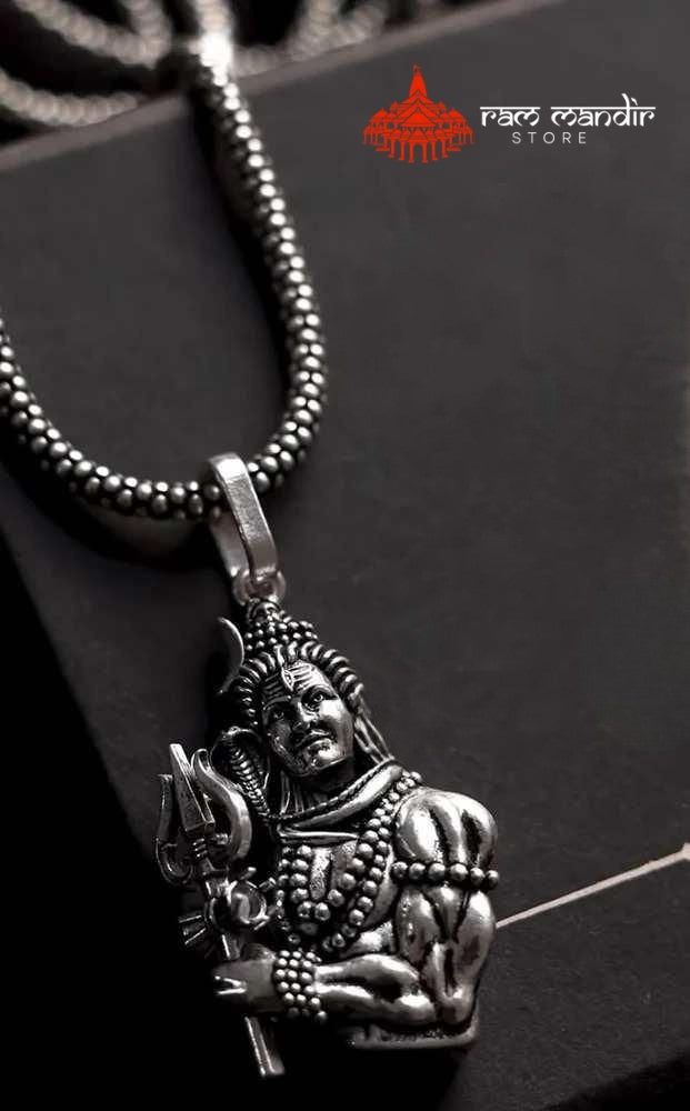 Silver Mahakal Locket With Chain